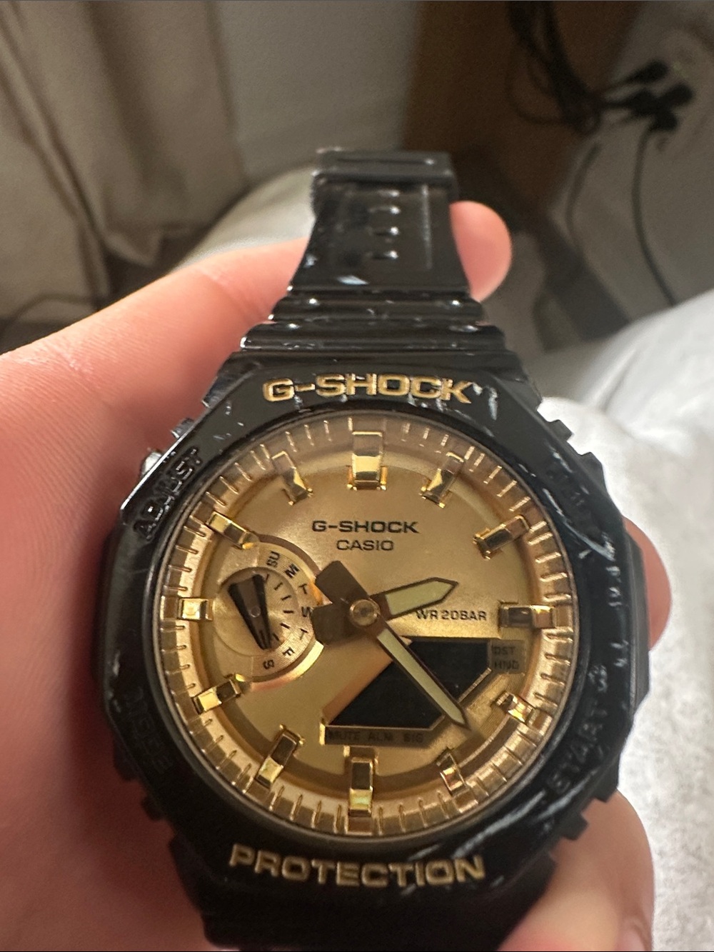 G-Shock Black and Gold Resin Sport Watch